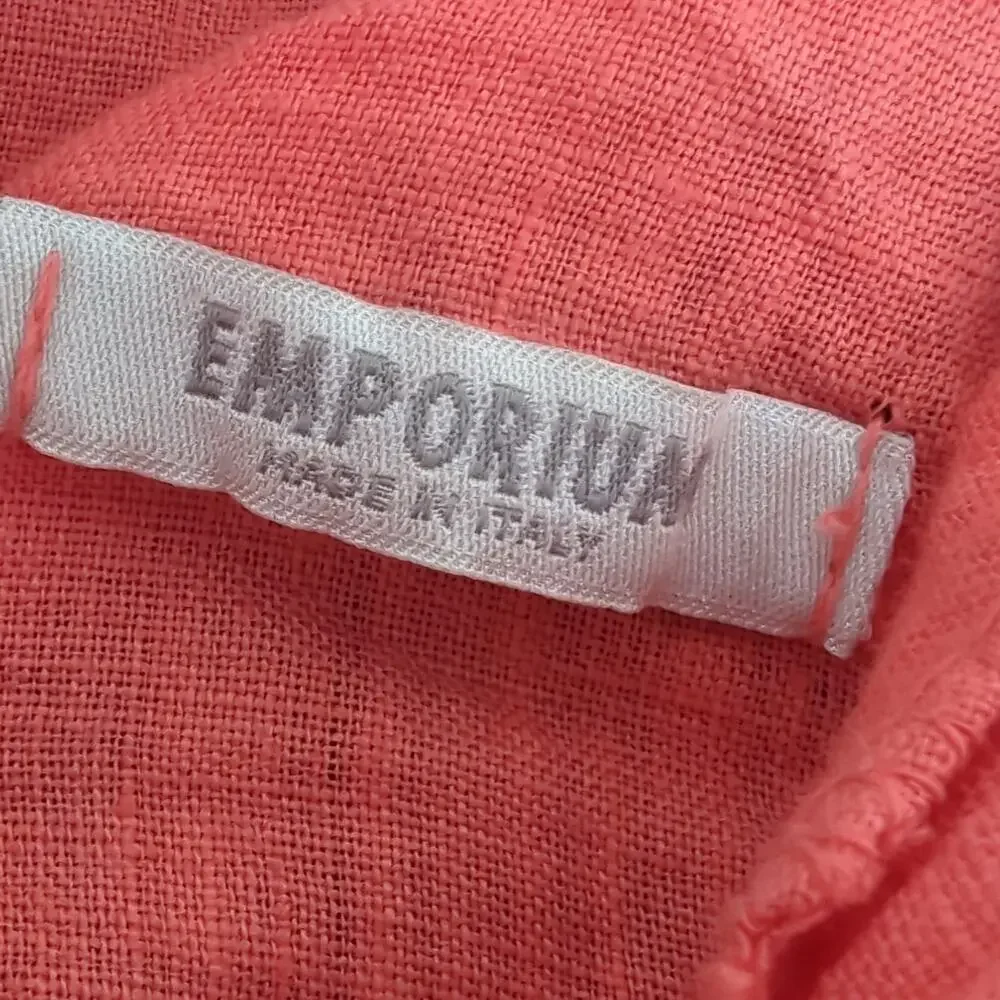 Emporium Made in‎ Italy Jacket Womens OS S-L 100% Linen Pink Hooded Zip Up